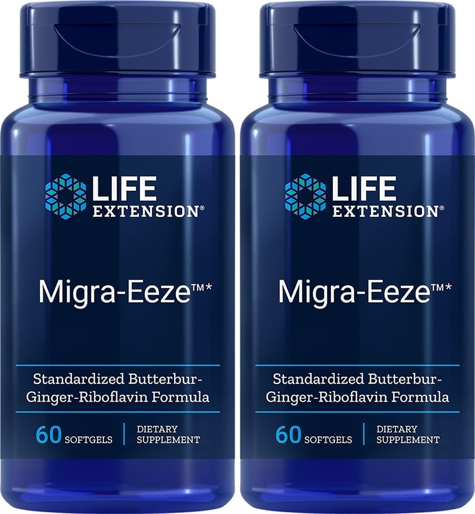 수명 연장 Migra-EezeTM 표준 Butterbur-Ginger-Riboflavin 공식, 60 개 (팩 2)
