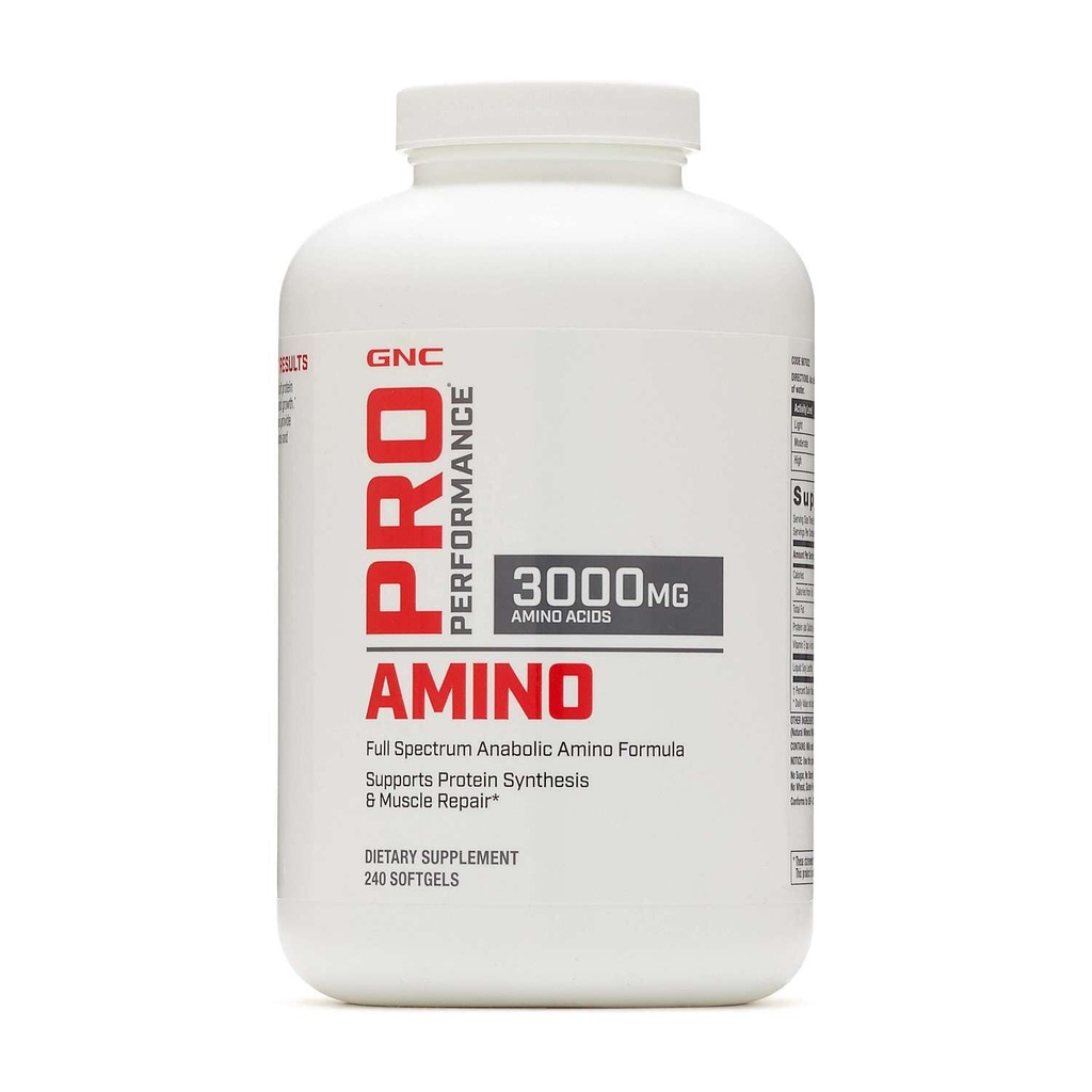 GNC 직업적인 성과 아미노 3000mg, 240 Softgels, 지원 단백질 종합 및 근육 수선