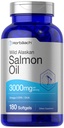 Horbäach Wild Alaskan Salmon Fish Oil | 180 Softgel 캡슐 | 글루텐 프리, 비 GMO | 높은 효능 | 오메가-3 지방산 EPA 및 DHA의 우수한 소스