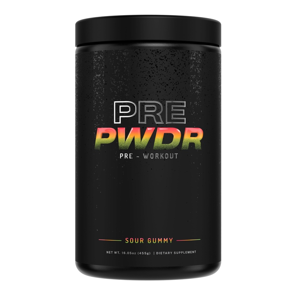 PWDRS 전 운동 분말, 에너지, 펌프, 내구시간 및 힘, Caffeine (Sour Gummy)와 더불어 모든 자연적인 전 운동