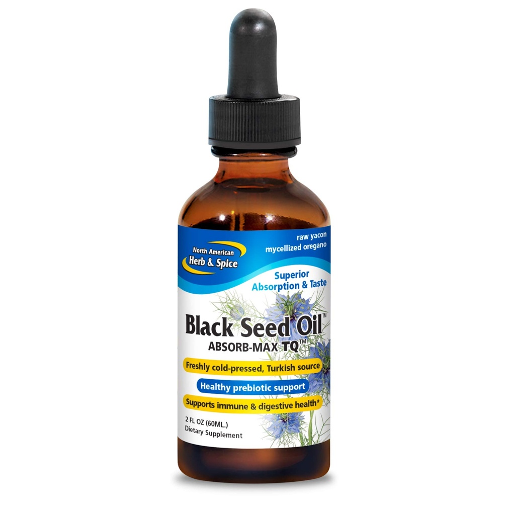 NORTH AMERICAN HERB & SPICE Black Seed Oil Absorb-Max TQ - 2 fl. oz. - 하위 언어 Mycellized Drops - 면역 지원 및 소화 건강 - Oregano의 기름 - Non-GMO - 52 총 서빙