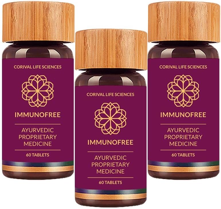 Immune 지원을위한 Biogetica Immunofree 초본 보충교재 - Tulsi, Kalmegh, Yashtimadhu & Giloy의 자연적인 유력한 혼합 - 100% Vegan - 3의 60의 정제 팩