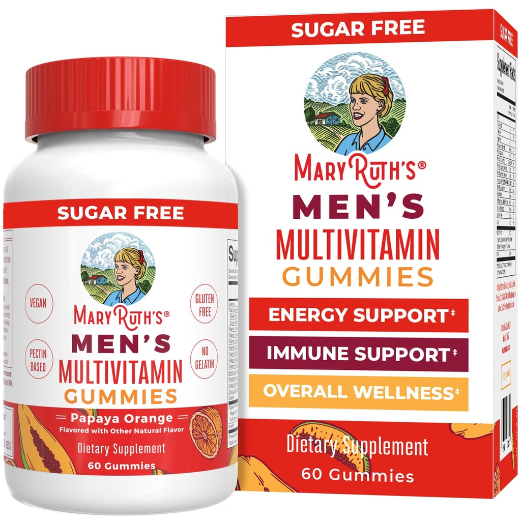 MaryRuth Organics Men's Multivitamin Gummies | 면역 지원을위한 Vegan 비타민 | 비 GMO 및 글루텐 무료 | 0g Sugar Per 서빙 | 60 개
