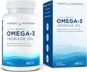 Nordic Naturals Nordic Beauty Omega-3 + Borage Oil, Natural Lemon-Flavored - 60 Soft Gels - 피부 건강을 위한 생선 오일 보충 - Non-GMO - 30 서빙