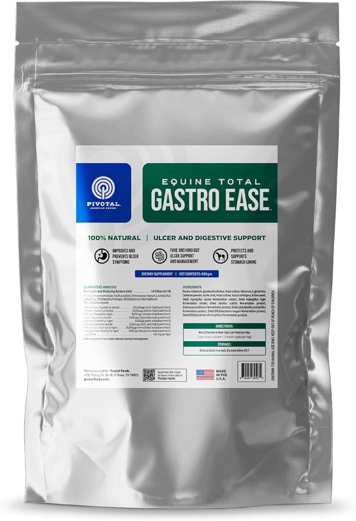 Equine Total Gastro Ease – Bovine Colostrum을 포함하는 말에 대한 All-Natural Ulcer & Digestive Supplement – Ulcer Formation을 방지하는 데 도움이 - Calming Supplement - 100 % 자연 - 미국에서 만든