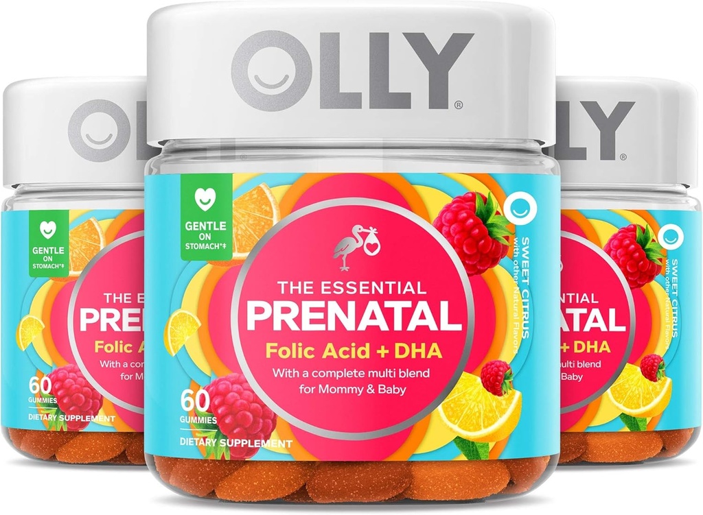 Olly Prenatal Multivitamin 거미, Folic 산, 비타민 D, 오메가 DHA, Chewable 보충교재, 60 Gummies 감귤류 3 조사