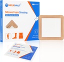 Gentle 접착성 국경 6" x6"로 옷을 입는 실리콘 거품, 침대 Sore 압력 Ulcer 다리 Ulcer 실리콘 부상 붕대, 높은 흡수성 방수, NeueHaut에 의하여 5 팩