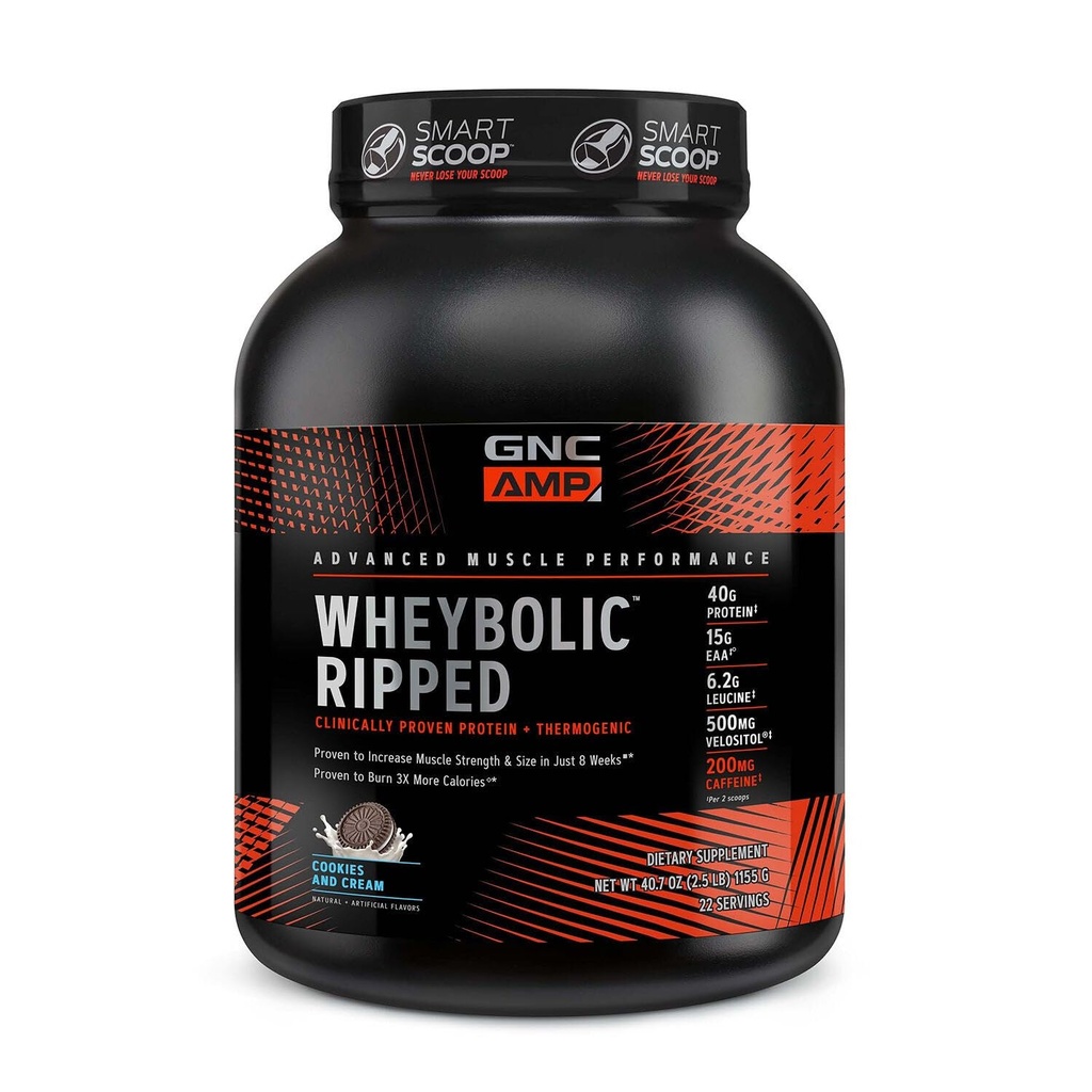 GNC AMP Wheybolic Ripped - 쿠키 및 크림 (22 서빙)