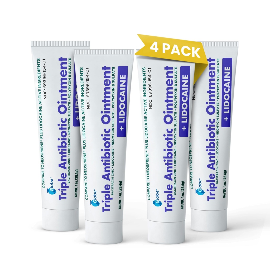 지구 (4 팩) 리도카인 첫번째 원조 항생제 연고 1 Oz - 최대 힘 고통 구호 & 감염 보호 - 리도카인을 가진 Numbs 피부 빠른 - 비상사태 사용 & 감염 보호