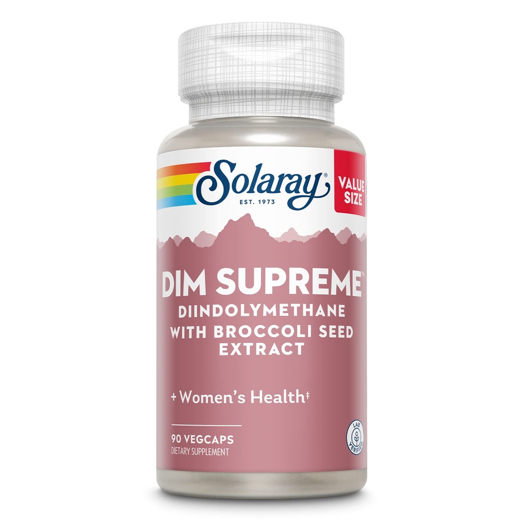 Solaray DIM Supreme 100mg | 뇌졸중 및 뇌졸중이 있는 남성용 및 에스트로겐 대사 보충교재 | 90 VegCaps