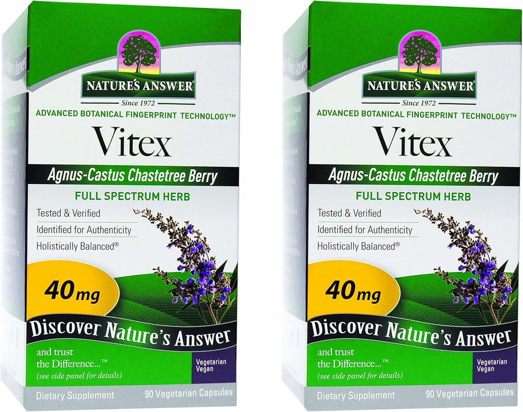 자연의 답변 Vitex Chastetree Berry Supplement, 90-Vegetarian Capsules, 2 Count | Hormonal Balance | Ovulation Support | Menopausal Support