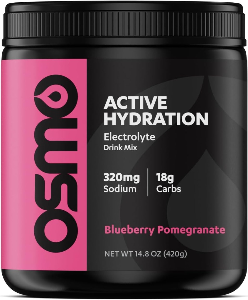 Osmo Active Hydration Electrolyte Powder (20 서빙) - 나트륨, 마그네슘, 칼륨, 탄수화물 및 비타민, 사탕수수수수 - 모든 자연, 3X 패스너 Hydration, Boosts Power & Endurance, 블루 베리