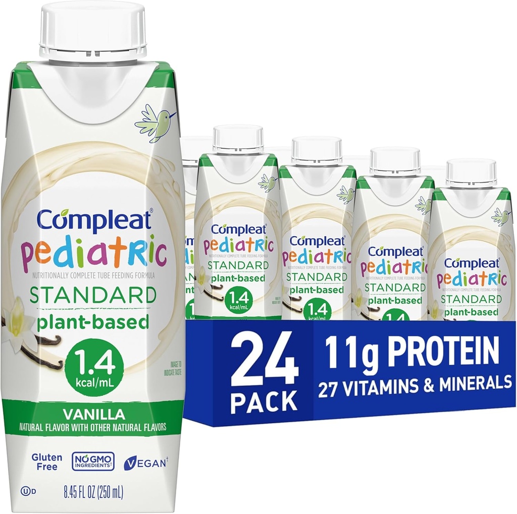 Compleat Pediatric 표준 1.4mL의 식물 기초 영양으로 완전한 Shake의 관 먹이는 공식, 바닐라 풍미, 24 팩