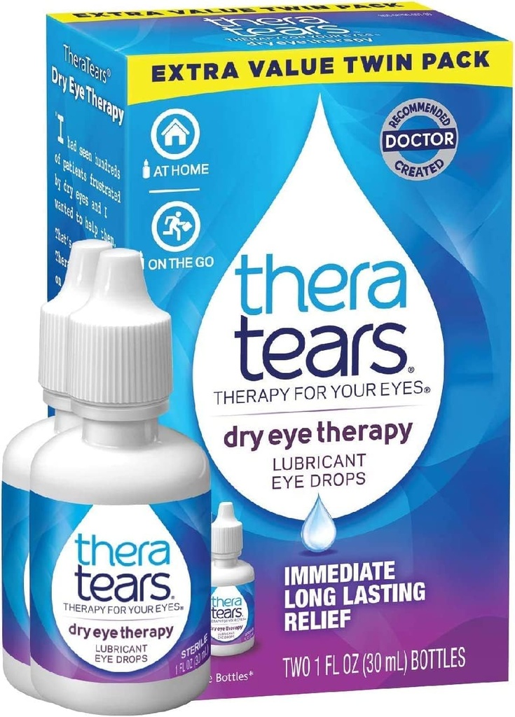 TheraTears Lubricant Eye Drops - 1 온스, 2 팩