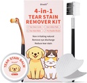 눈물 얼룩 제거제 장비 개 & 고양이 Tear 얼룩 빗, 눈물 얼룩 발림, 눈 면 패드, 프로 분말 브러쉬 Gently 제거 눈물 얼룩, 눈 Debris, 방전, Mucus 비밀
