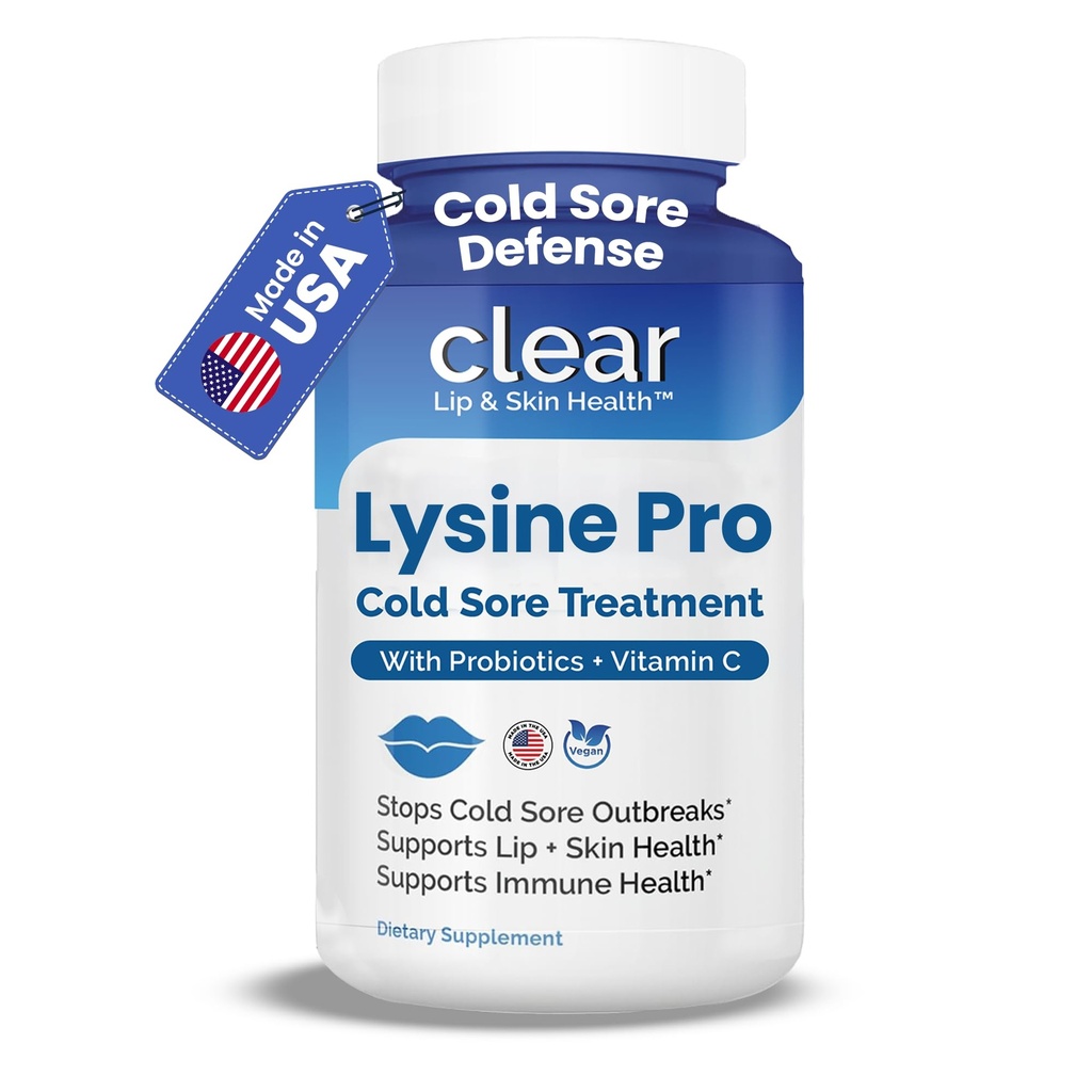 Pre-Probiotics & VIT C를 가진 입술을 위한 Lysine 찬 적시 처리 | 1 달 공급 | 찬 Sores 기복, 피부 + Gut 건강 & 면역 지원을 위한 Rhamnosus & Acidophilus를 가진 Supercharged Lysine 캡슐