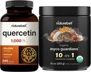 NatureBell Quercetin 1000mg per 서빙 & 10 에 1 버섯 분말, 10oz 번들 팩 | 매우 힘 Quercetin 보충교재 | 면역 부스터 & 뇌 건강 지원