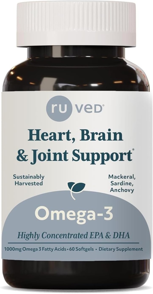 오메가-3 - 오메가 3 물고기 기름, 캡슐 당 1000mg, EPA & DHA 물고기 기름은 여자 & 남자, 심장, 뇌, & 합동 지원을 위한 보충을 보충합니다 - 60 Softgel 캡슐 (1개의 조사)