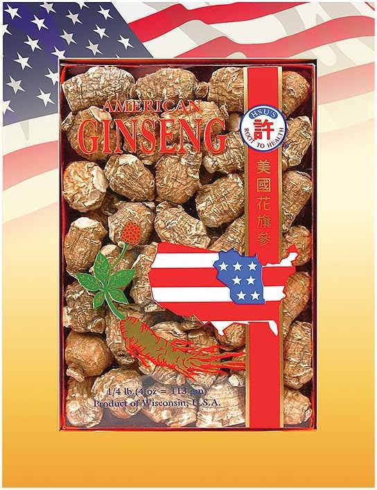 Hsu의 SKU 0168-S4 미국 인삼 진주 작은 뿌리 4 온스 박스 – 프리미엄 100 % Wisconsin Cultivated Whole Ginseng 뿌리