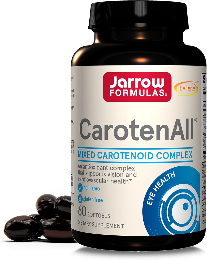 Jarrow Formulas® CarotenAll, Dietary Supplement, Vision 및 Cardiovascular Health, 60 Softgels의 산화 지원, 60 일 공급