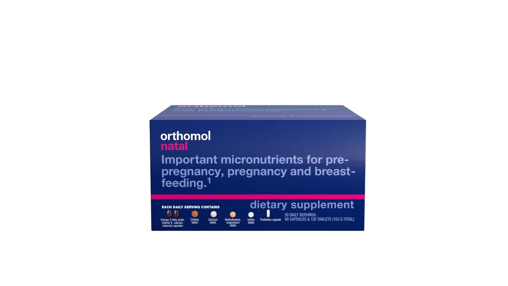 Orthomol Natal, Natal Supplement, Pre-Pregnancy, Pregnancy 및 Breastfeeding, 정제 및 캡슐 보충, 30 개 (팩 1)