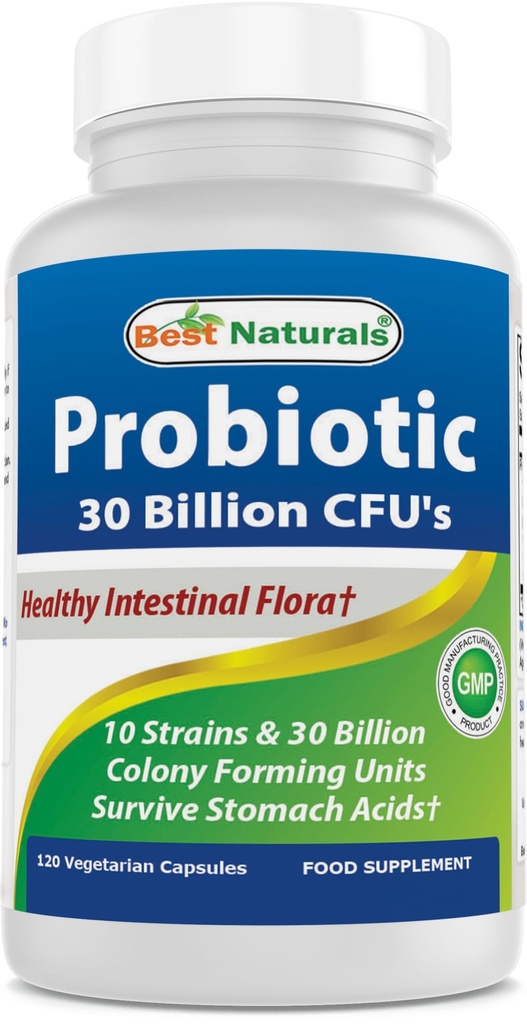 최고의 Naturals Probiotic 10 Strains & 30 억 CFU Intestinal Flora, 120 Veggie 캡슐 - 선반 안정 프로 바이오 틱 (4146365)