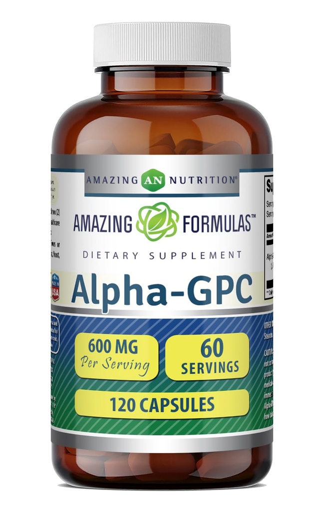 놀라운 포뮬러 알파 GPC 보충 | 600 Mg Per 서빙 | 120 캡슐 | Non-GMO | 글루텐 프리 | 미국