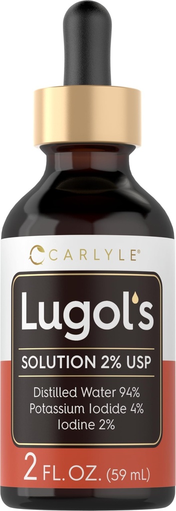 Carlyle Lugols Iodine 2 Percent 2 fl oz | 칼륨 이오드 및 이오딘 솔루션 2 % 액체 드롭
