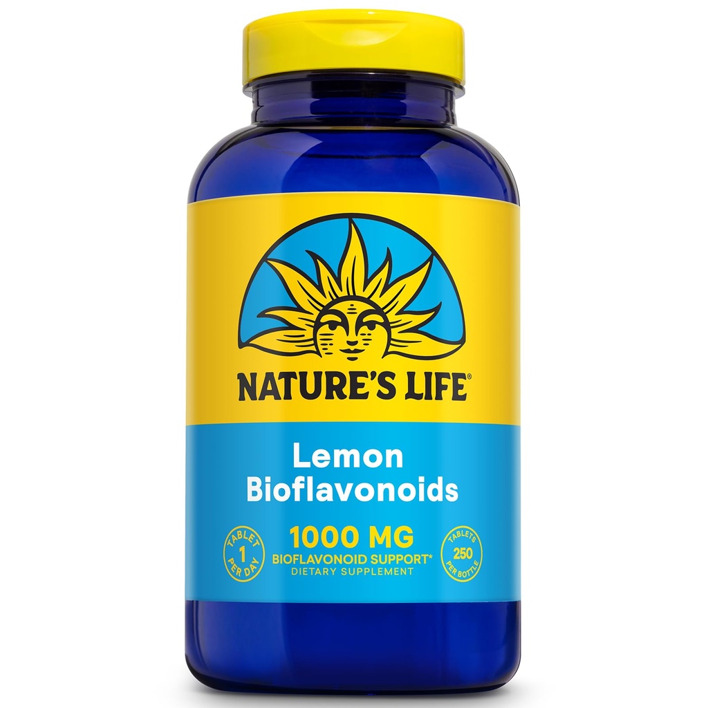 Nature's Life Bioflavonoids 1000mg per 서빙 | 250 캡슐 | 4 개월 이상 공급 | 레몬 Bioflavonoid Complex, Hesperidin & Rutin | 건강한 모세관 & VIT C 흡수를 위한 산화 방지제