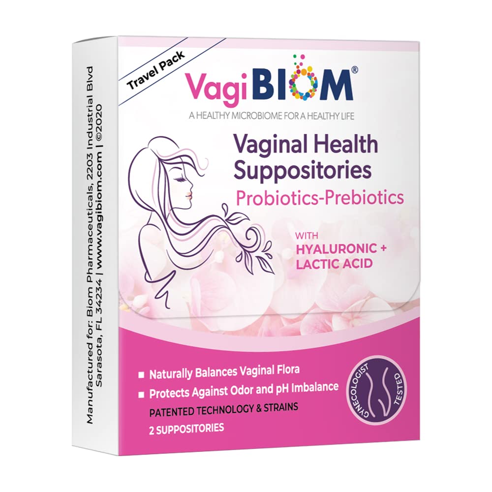 VagiBiom Probioitc Suppository 편리한 여행 팩 2 좌약 : Microbiome Flora Balance. 냄새 통제 Regimen; 균형과 Nourishes 건강한 Flora
