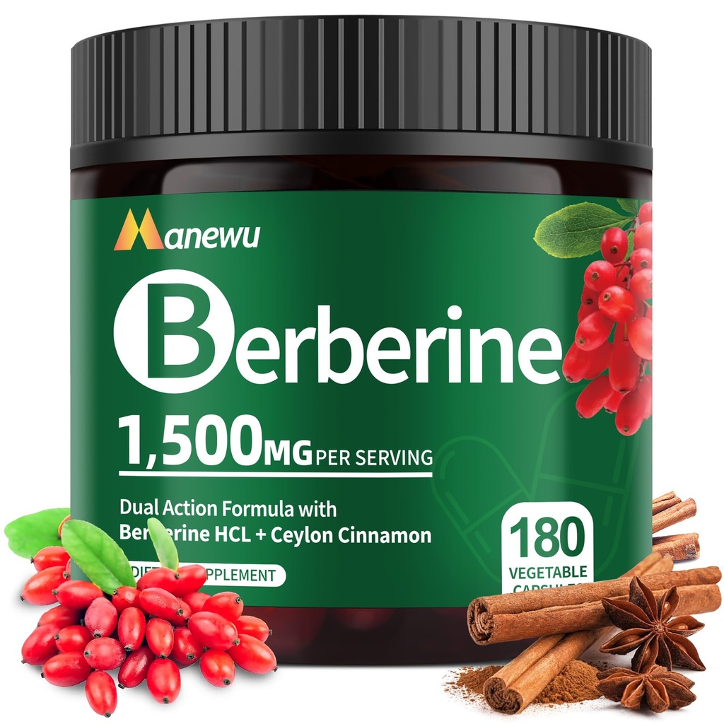 유기 Berberine 보충교재 - Ceylon Cinnamon & Citrus Bergamot를 가진 180의 조사 Berberine, Cinnamon 보충교재, Berberine 1500mg Complex, 3 달 공급
