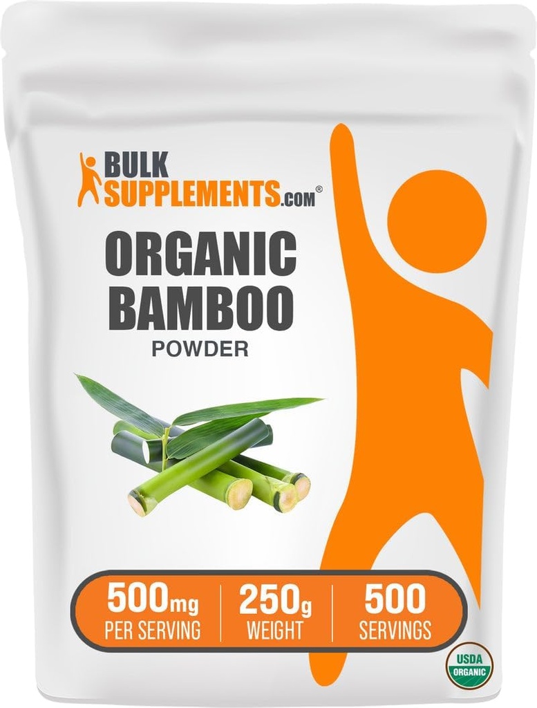 BulkSupplements.com 유기 대나무 분말 - 실리카 보충제, 대나무 보충 - 글루텐 무료, 500mg 서빙 당, 250g (8.8 oz) (팩 1)