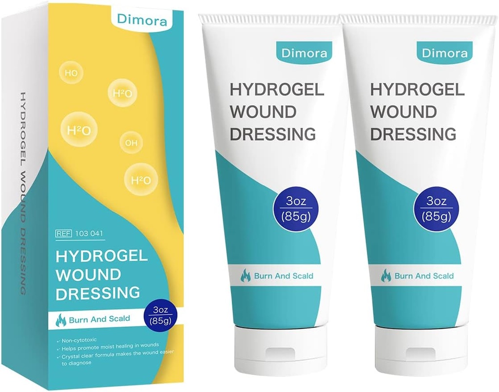 Dimora 2 팩 6oz Hydrogel First Aid Ointment, Burn Injory Soothing Gel, 비상 화상, 수술의 향, Bruises, Debridement 부상 치료를위한 피부 수리 크림