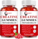 (2 팩) 크레아틴 Monohydrate Gummies 설탕 자유로운 체할 수 있는 크레아틴 건물 근육을 위한, 부스트 초점, Strength, 내구시간, 남자 & 여자를 위한 5g Creatine Monohydrate 거미, 분말 캡슐 보다는 4X 더 강한
