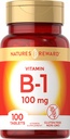 비타민 B1 100mg (Thiamine) - 100 카운트 - 채식주의, 비 GMO 및 글루텐 무료 보충 - 자연의 보상