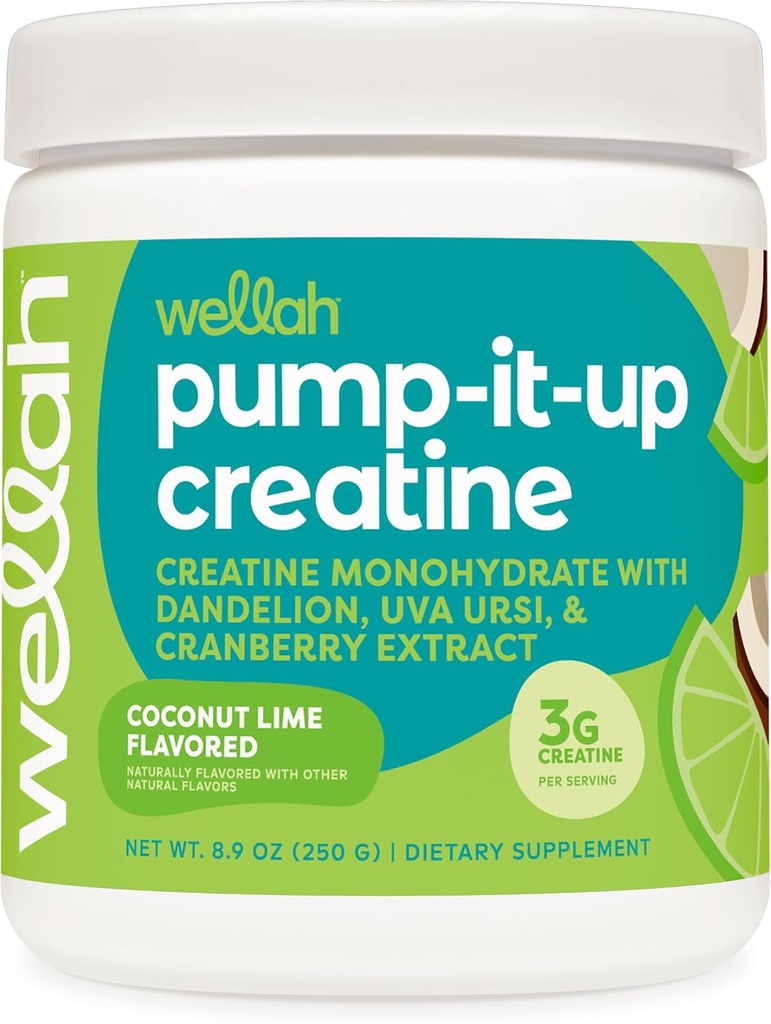 Wellah Creatine for Women (50 서빙, 코코넛 라임) - Dandelion & Cranberry Extract와 크레아틴 Monohydrate