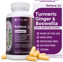 Relieve-fxTM DLPA Boswellia 심황과 생강 보충교재, 긴장 기복, 심장, 소화, 근육 크림프, 합동, 염증 건강, 비타민 B6 P5P, Boswellic 산, 까만 고추를 가진 쿠르코민 - 90ct
