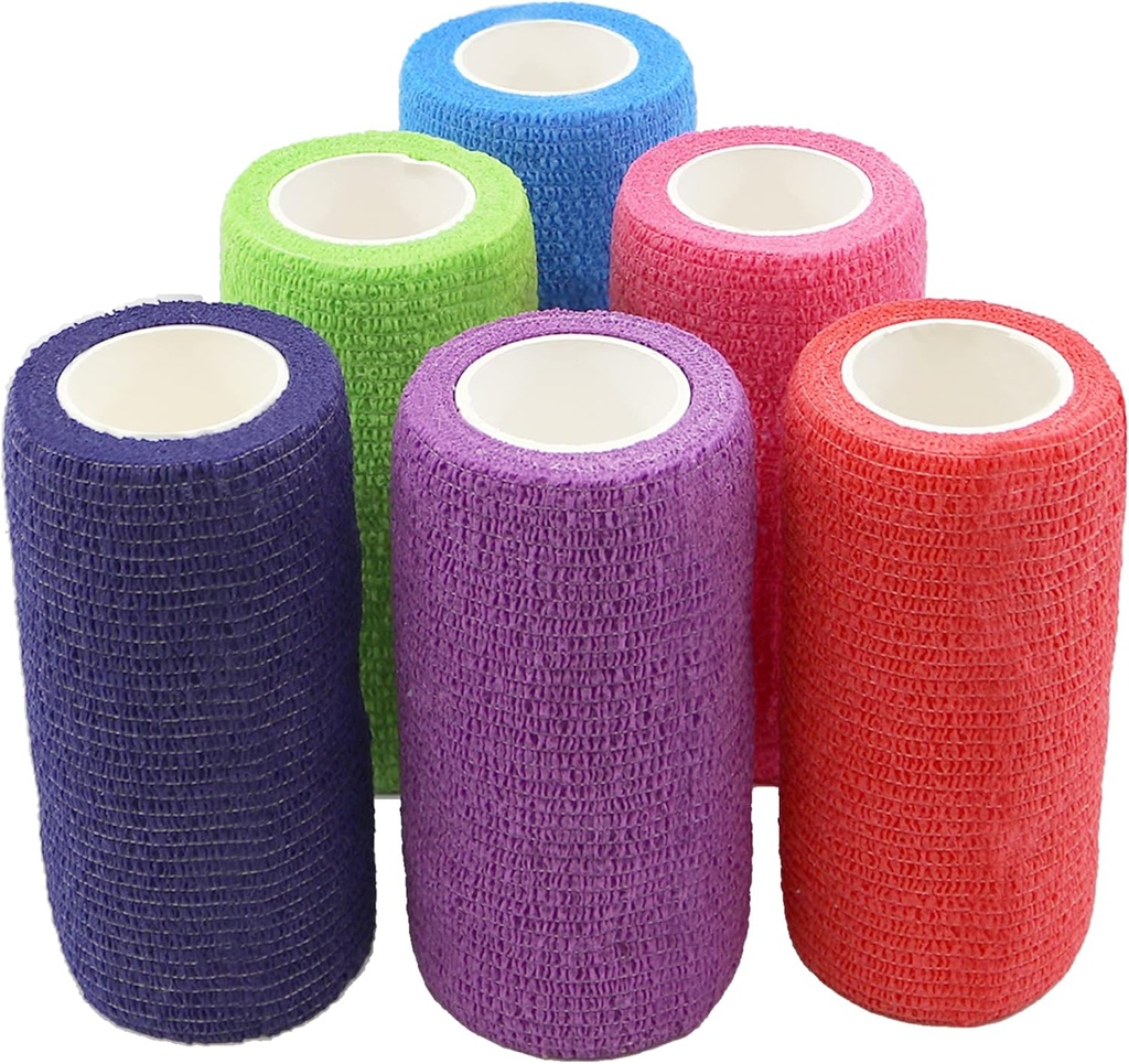 Ever Ready First Aid Self Adherent Cohesive Bandages 4" x 5 야드 - 18 개, 레인보우 색상