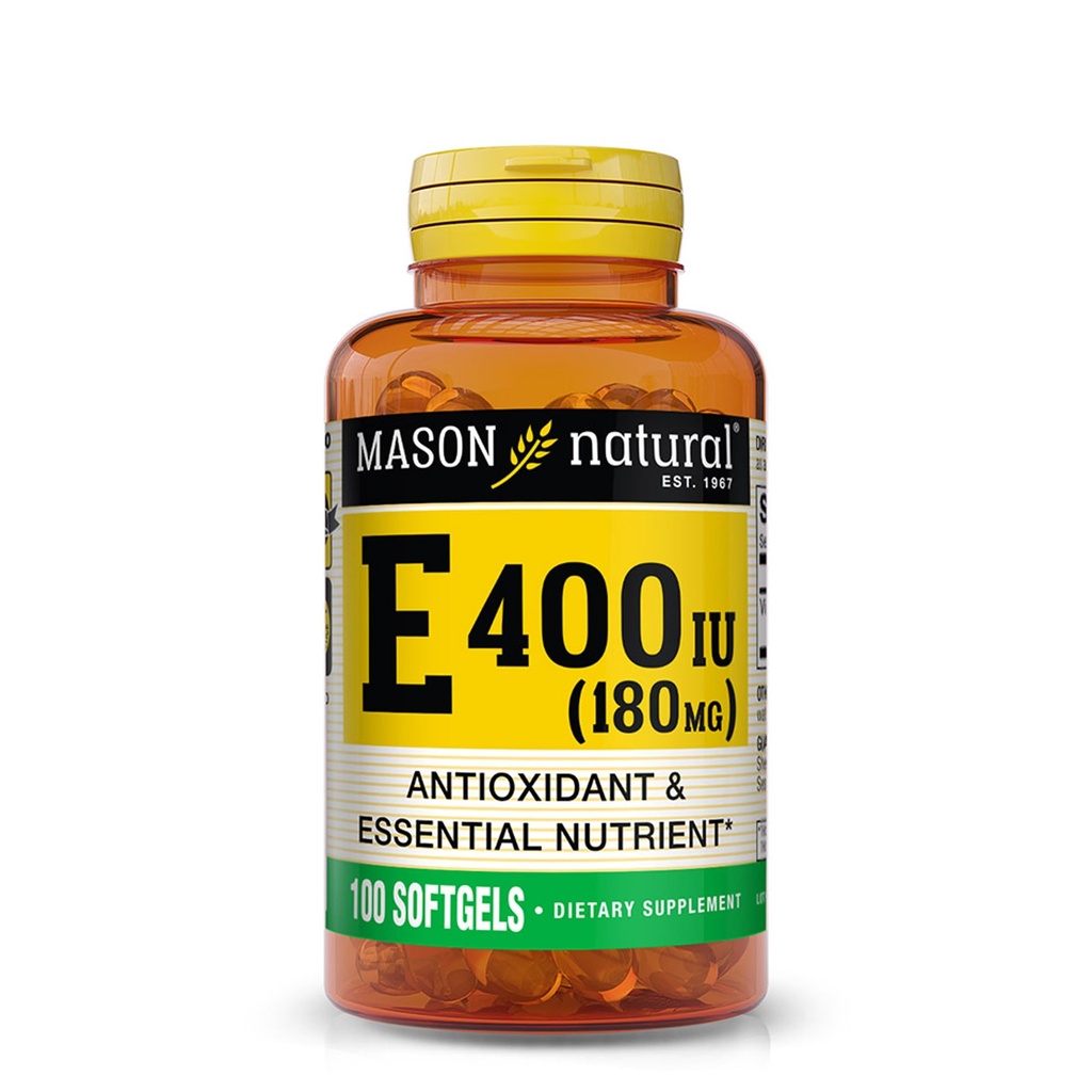 MASON NATURAL 비타민 E 180 mg (400 IU) - 산화 방지제와 정유성, 건강한 면역 체계, 피부 및 눈, 전체적인 몸 보충교재, 100 Softgels