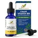 액체 비타민 B9 엽산 보충제 - 뇌 및 소화 기능, 간접 지원을위한 VIT B 드롭 - Gluten-Free, Non-GMO, Vegan - 성인을위한 영양 보충 - 1 fl. oz.