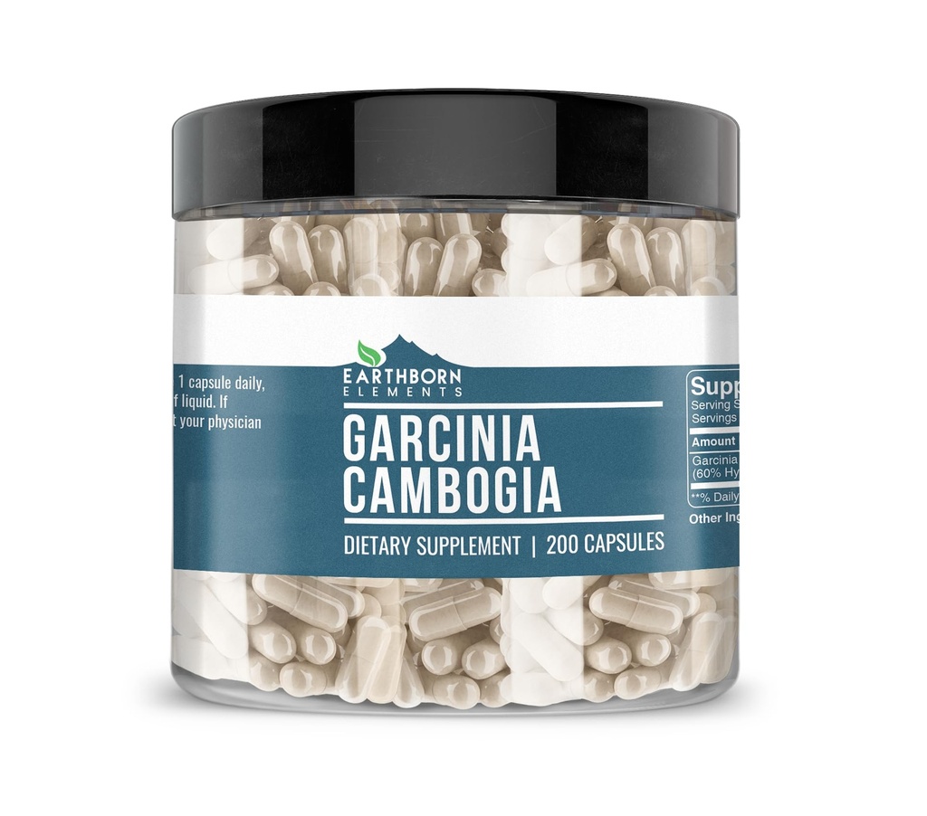 Earthborn 성분 Garcinia Cambogia 200 캡슐, 순수한 & Undiluted, 첨가물 없음