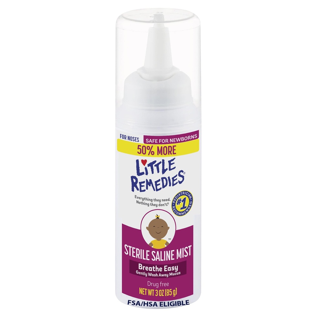 Little Remedies Sterile Saline Nasal Mist, 신생아를 위한 안전, 3개 oz