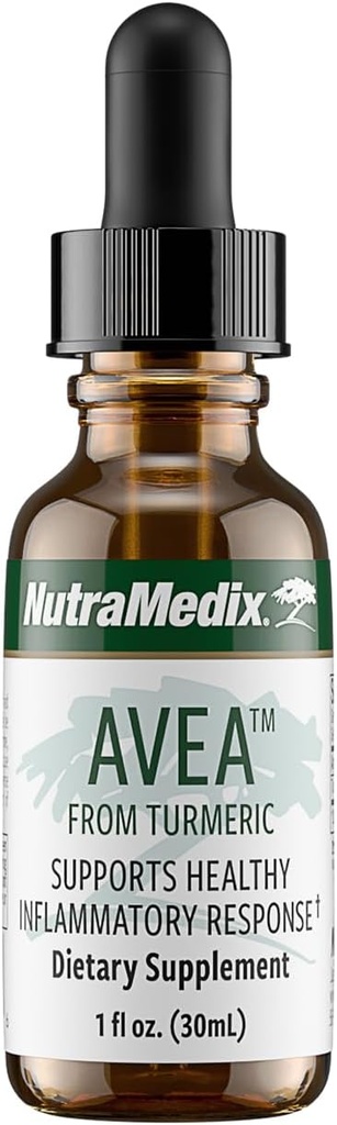 NutraMedix Avea Turmeric Extract - 스트레스, 무드 지원 및 건강한 염증 응답 촉진을위한 액체 심황 보충 - 매일 스트레스 완화 방울 (1oz / 30ml)