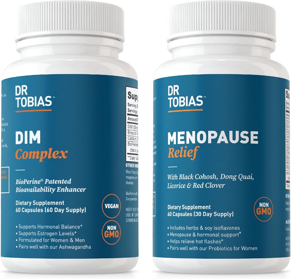 Tobias Menopause Relief 및 DIM Complex 박사 - Hormonal Balance 및 Menopausal Comfort, Non-GMO 지원
