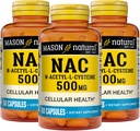 Mason Natura NAC N, 아세틸, L, Cysteine 500 mg, 6 개월 공급, 일반 건강, 면역 시스템 부스터 일반 웰빙, 3 팩