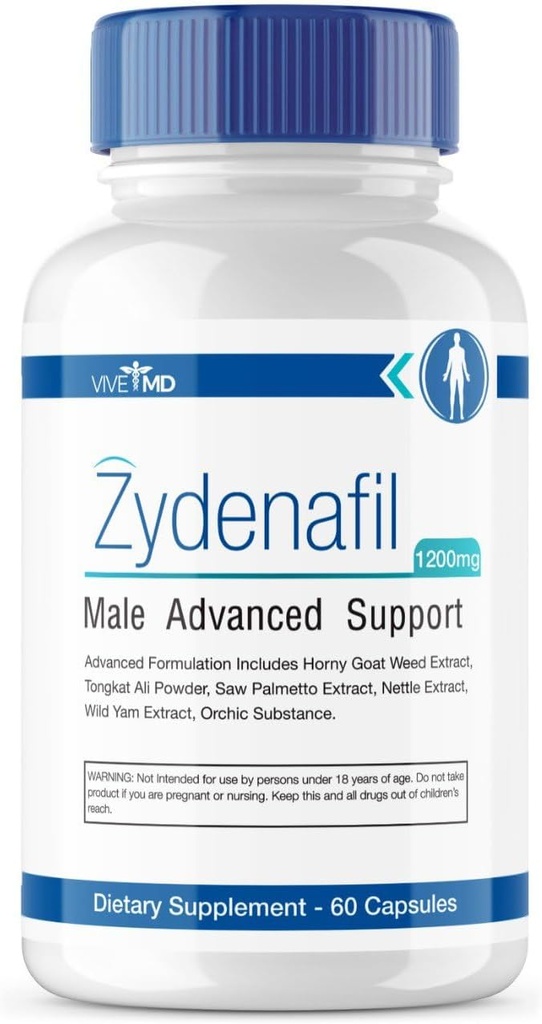 남자 고급 공식에 대 한 VIVE MD Zydenafil 알약 - Zydenafil 남성 알약 - Tongkat Ali와 최대 강도에 대 한 Zydenafil 1200mg, Saw Palmetto, Horny Goat Weed 리뷰 (60 캡슐)