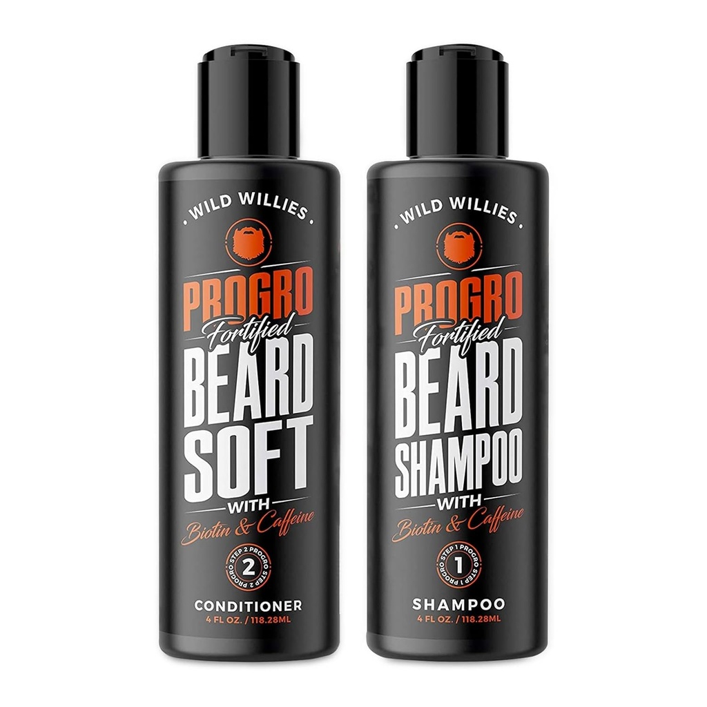야생 Willies ProGro Beard 성장 샴푸 & 컨디셔너 세트 용 thicker & Fuller Beard