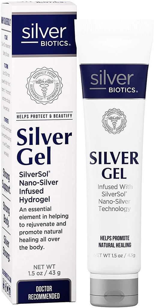 American Biotech Labs Silver Biotics 특허 받은 Multivalent SilverSol 20 PPM Soothing Skin Gel | 피부의 편안함과 웰빙을 위한 Versatile 1.5 oz