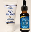 천연 경로 실버 윙 보충제 - 콜로이드 실버 500 ppm (1 oz / 30 ml) 면역 지원 플러스 초본 연고 250 ppm (1.5 oz)