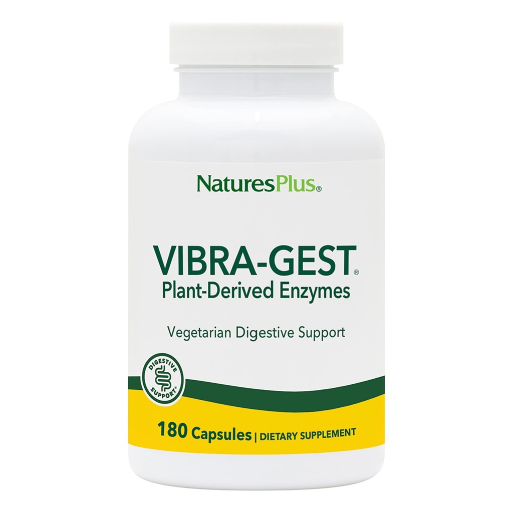 자연 플러스 Vibra-Gest - 180 캡슐 - Probiotics, 라이브 과일 및 야채 효소와 채식 소화 지원 보충 - 자연 라이브 문화 - 180 서빙